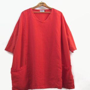 Red Oversized Boxy Tunic